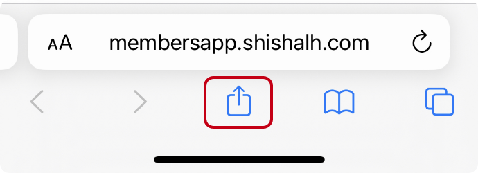 Tap the “Share” icon in the bottom center of Safari.