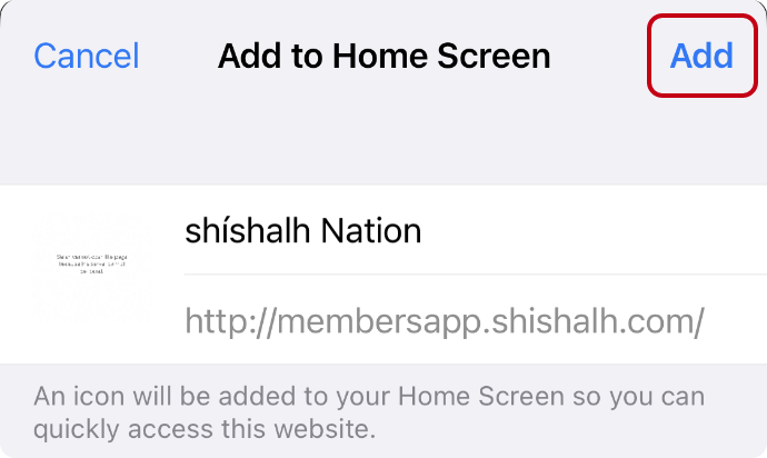  Pop up window that appears, tap Add or Done.